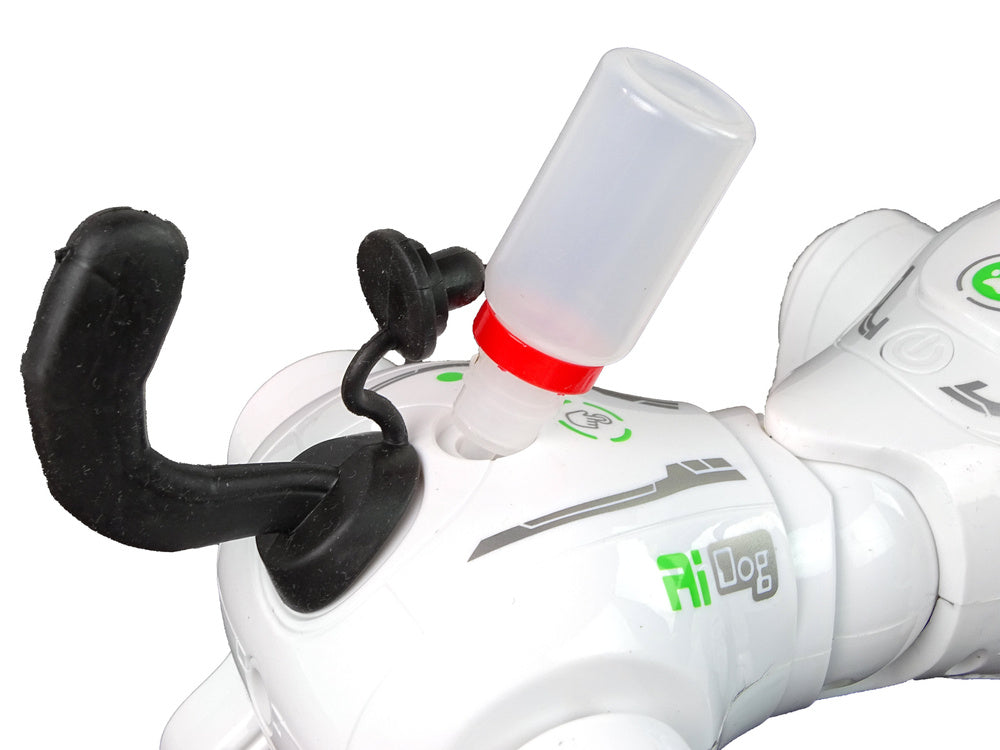 Nuotoliniu būdu valdomas robotas, šuo, baltas