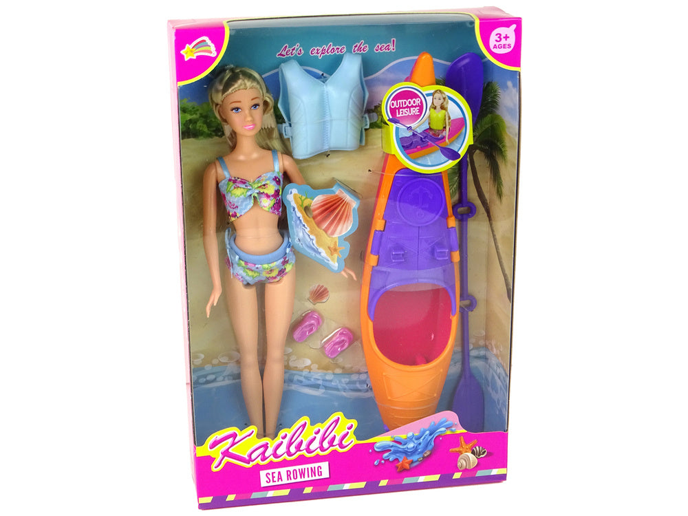 Lėlė su baidare ir priedais, raudona