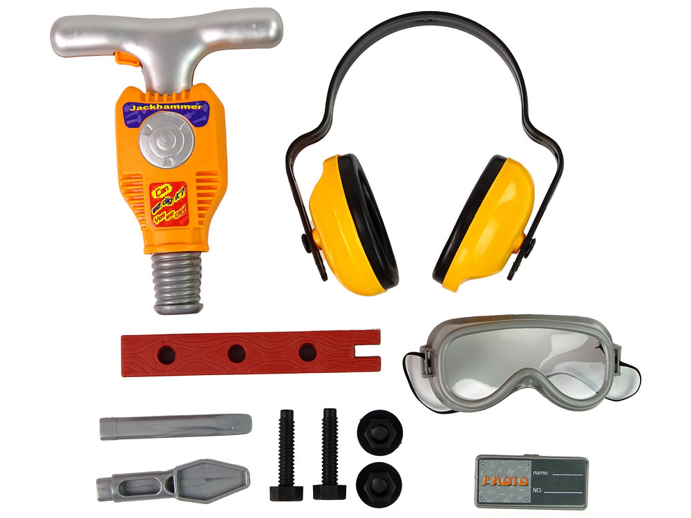 Žaislinis statybininko rinkinys su  pneumatiniu plaktuku