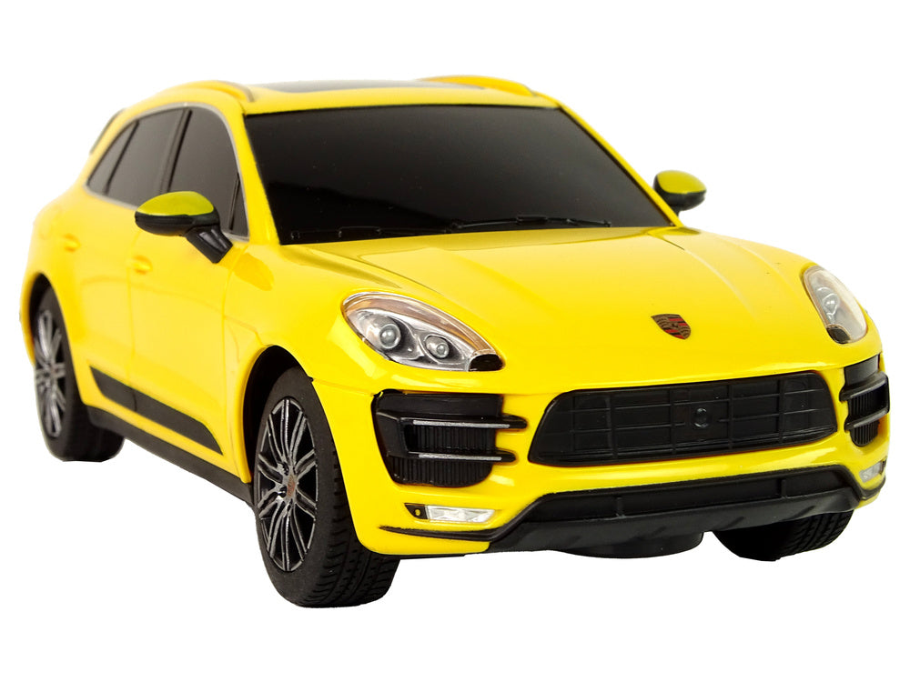 Nuotoliniu būdu valdomas automobilis Porsche Macan turbo, geltonas