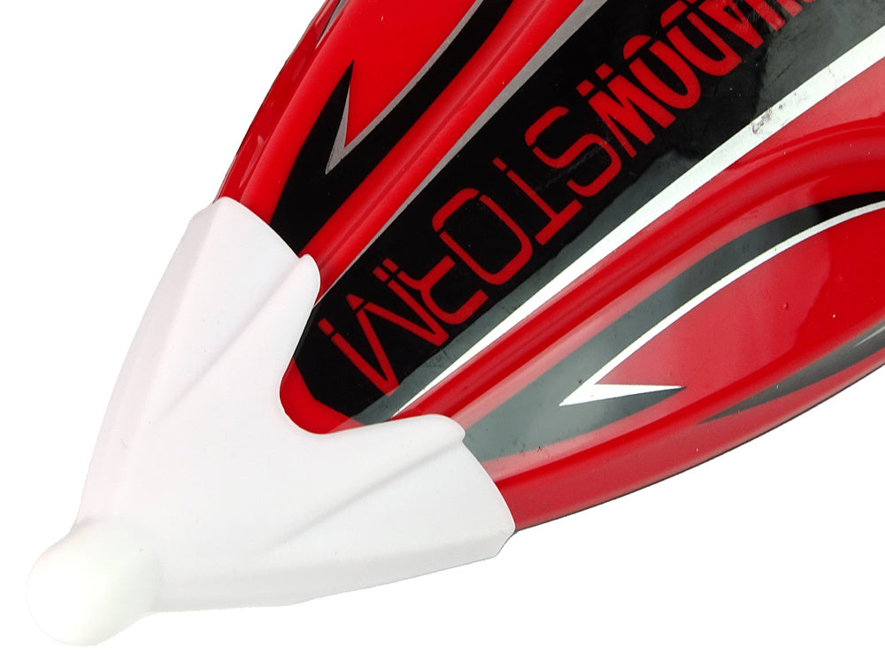 Nuotoliniu būdu valdoma motorinė valtis, raudonas