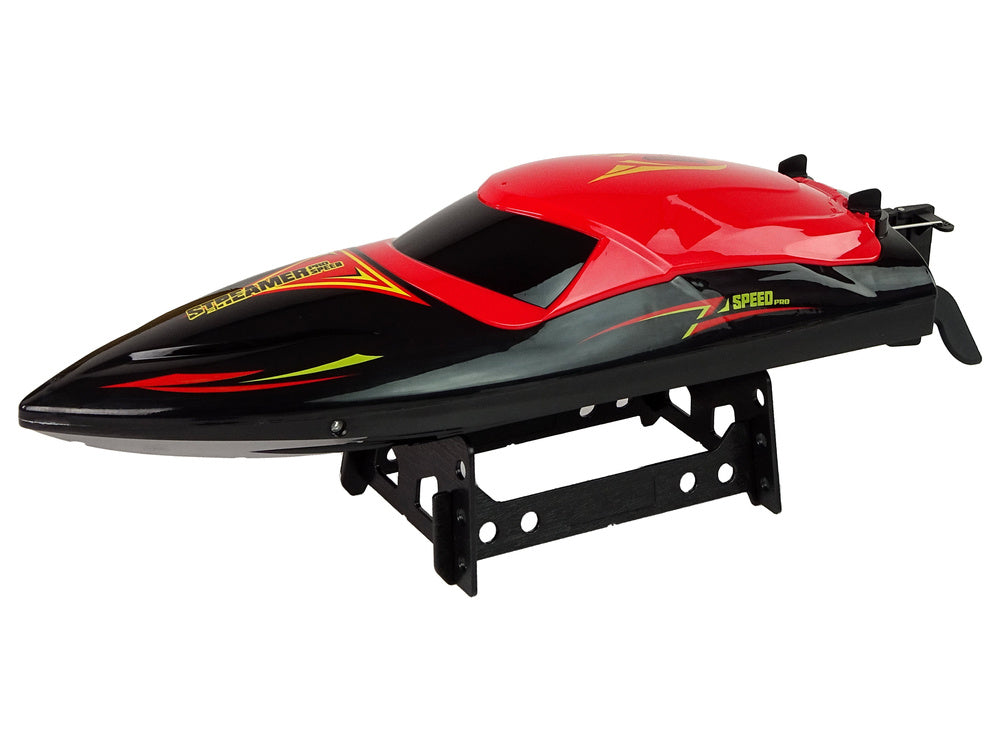 Nuotoliniu būdu valdoma motorinė valtis 35 KM/H, raudona