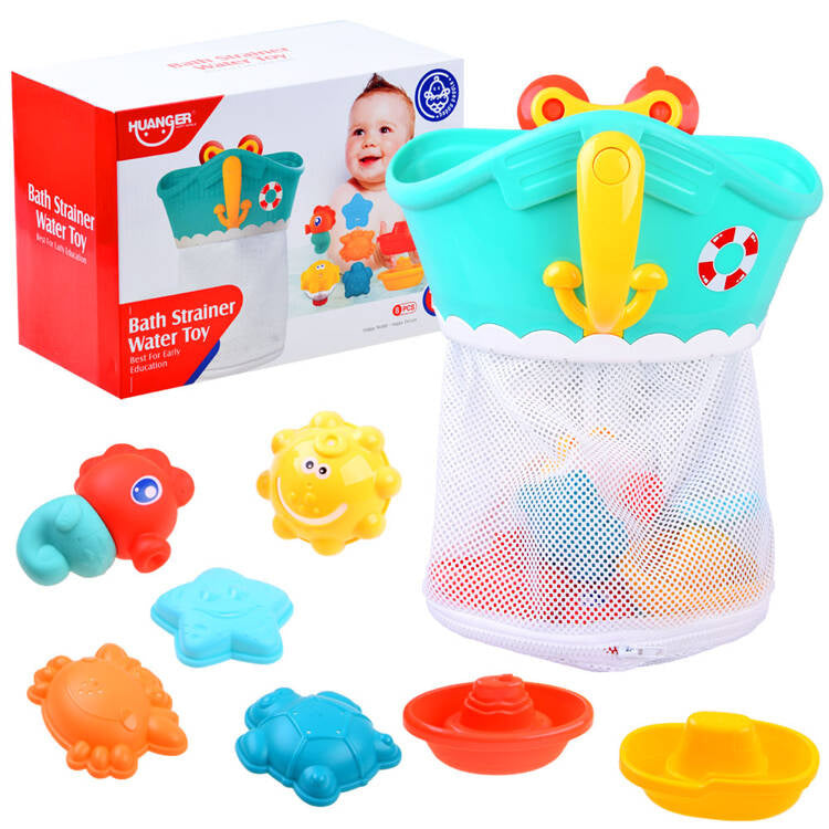 Vonios žaislai su laivo formos krepšiu