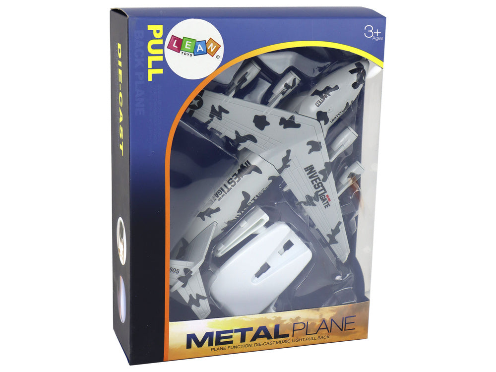 Karinio lėktuvo modelis HW-605 su šviesos ir garso efektais, pilka