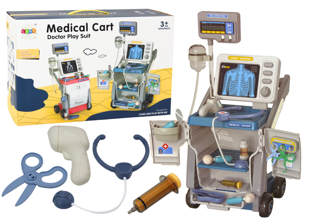Mažojo gydytojo rinkinys su stovu, mėlynas