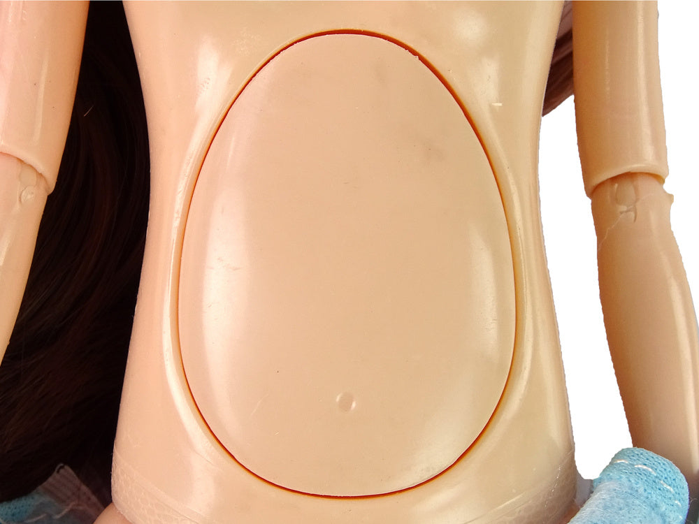 Nėščia lėlė su kūdikiu mėlyna suknele