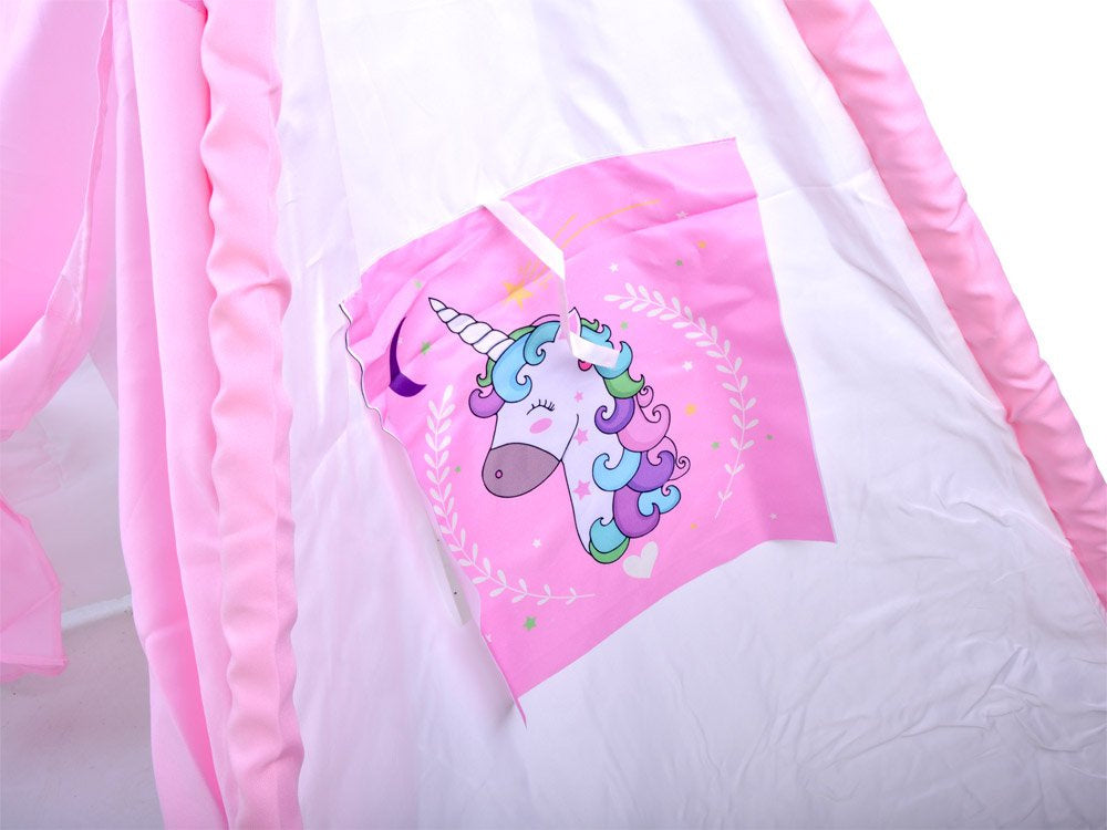 Palapinė tipis, rožinė su vienaragiu