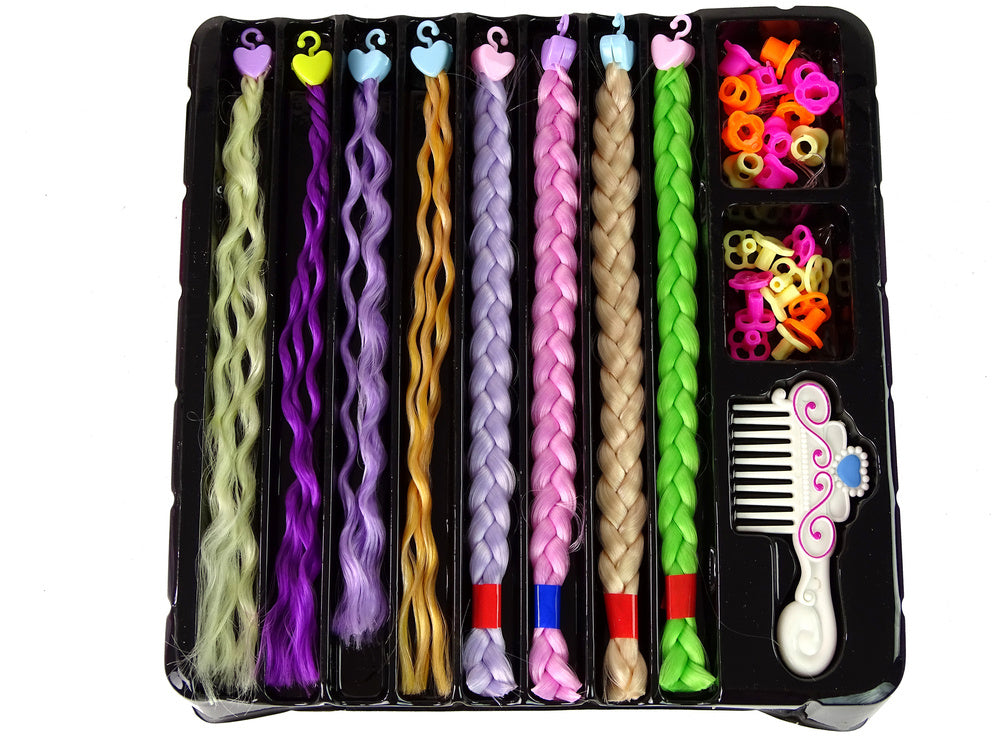 Spalvotas plaukų ir papuošalų karoliukų rinkinys vaikams