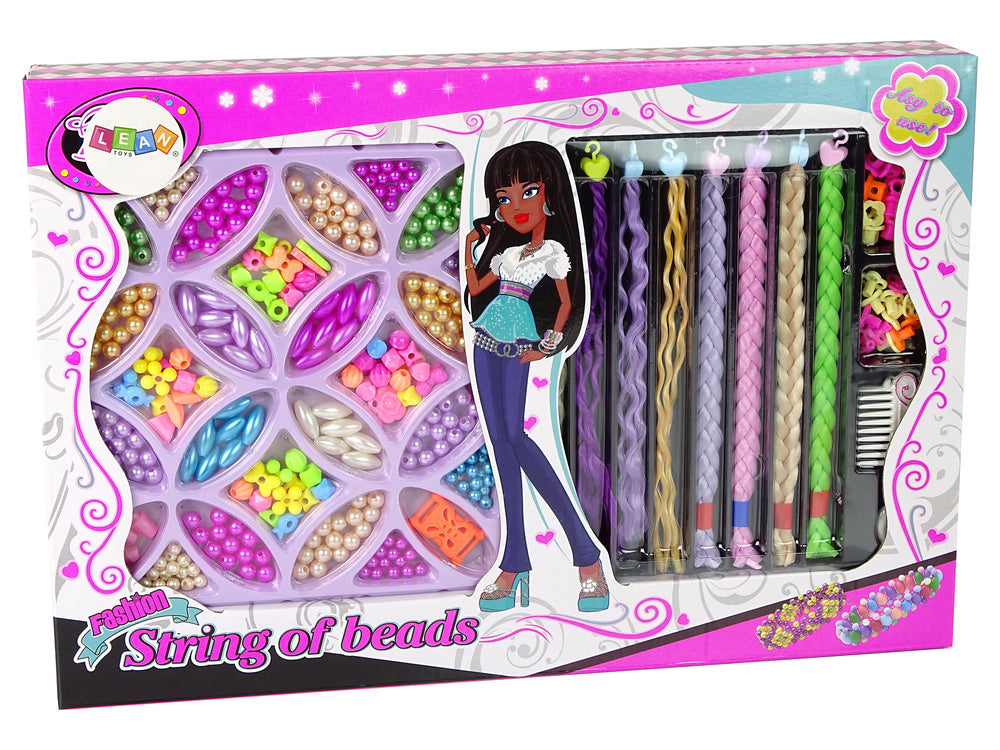 Spalvotas plaukų ir papuošalų karoliukų rinkinys vaikams