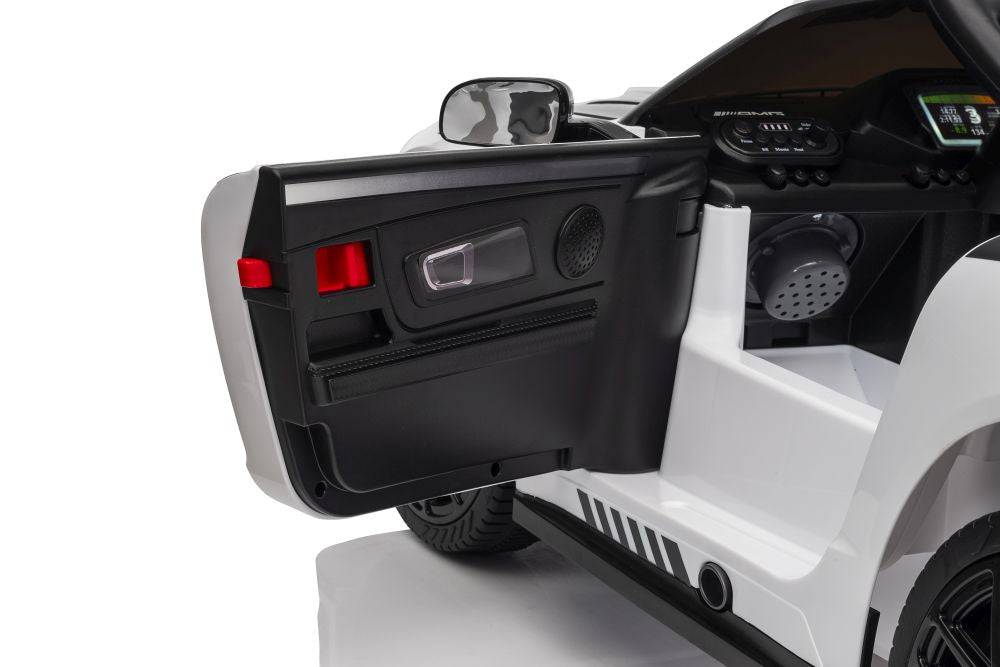 Vienvietis elektrinis sportinis automobilis Mercedes AMG GT3 vaikams, baltas