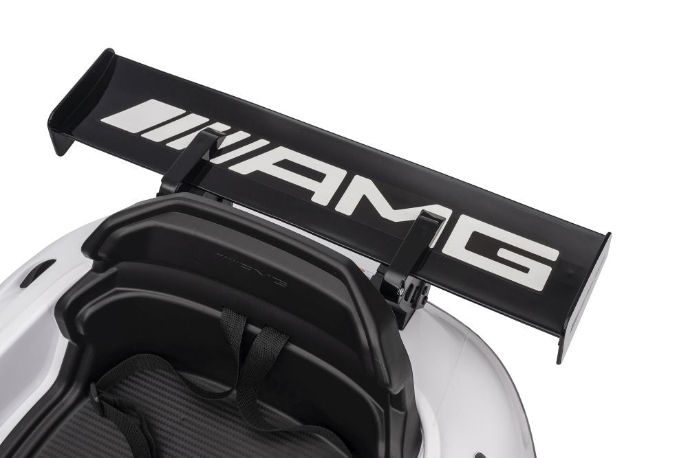 Vienvietis elektrinis sportinis automobilis Mercedes AMG GT3 vaikams, baltas