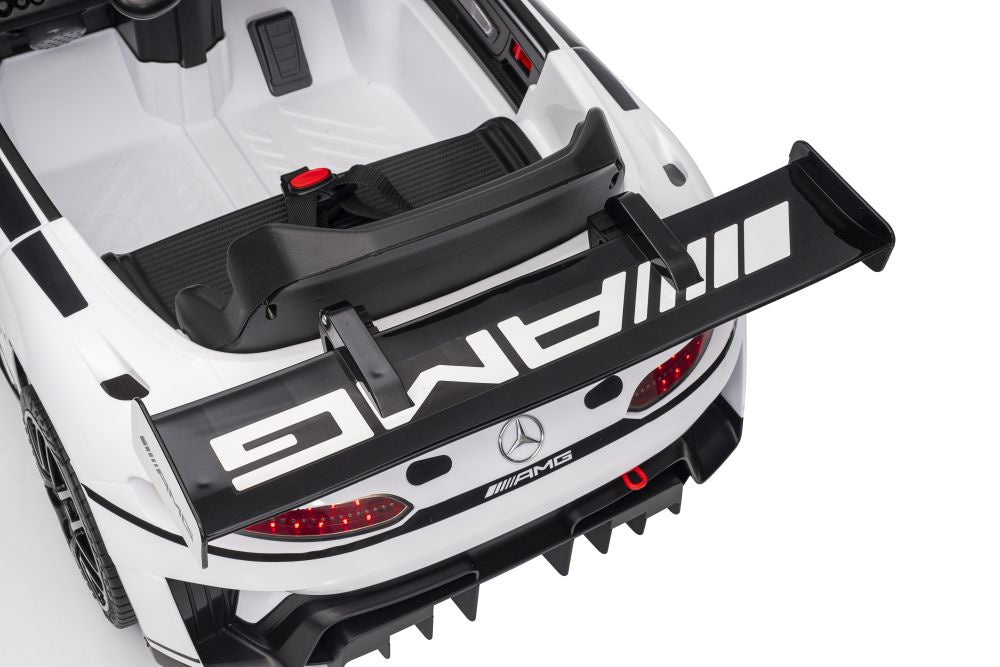 Vienvietis elektrinis sportinis automobilis Mercedes AMG GT3 vaikams, baltas