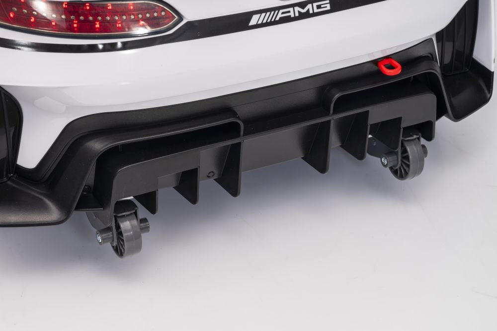 Vienvietis elektrinis sportinis automobilis Mercedes AMG GT3 vaikams, baltas
