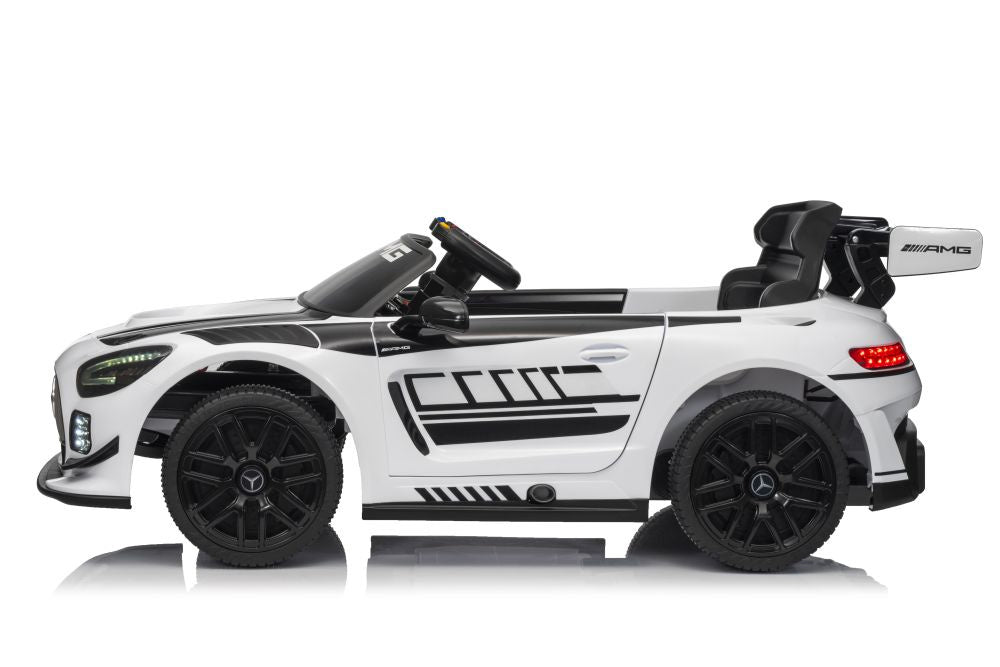 Vienvietis elektrinis sportinis automobilis Mercedes AMG GT3 vaikams, baltas