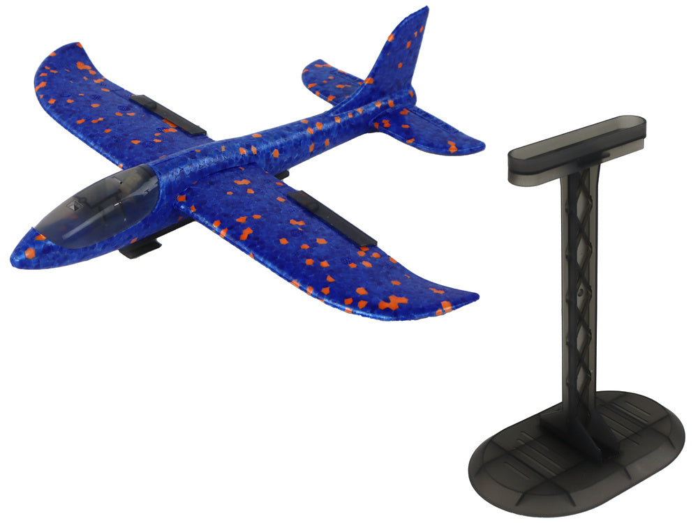 Lėktuvo paleidimo pistoletas su muilo burbulais, mėlynas