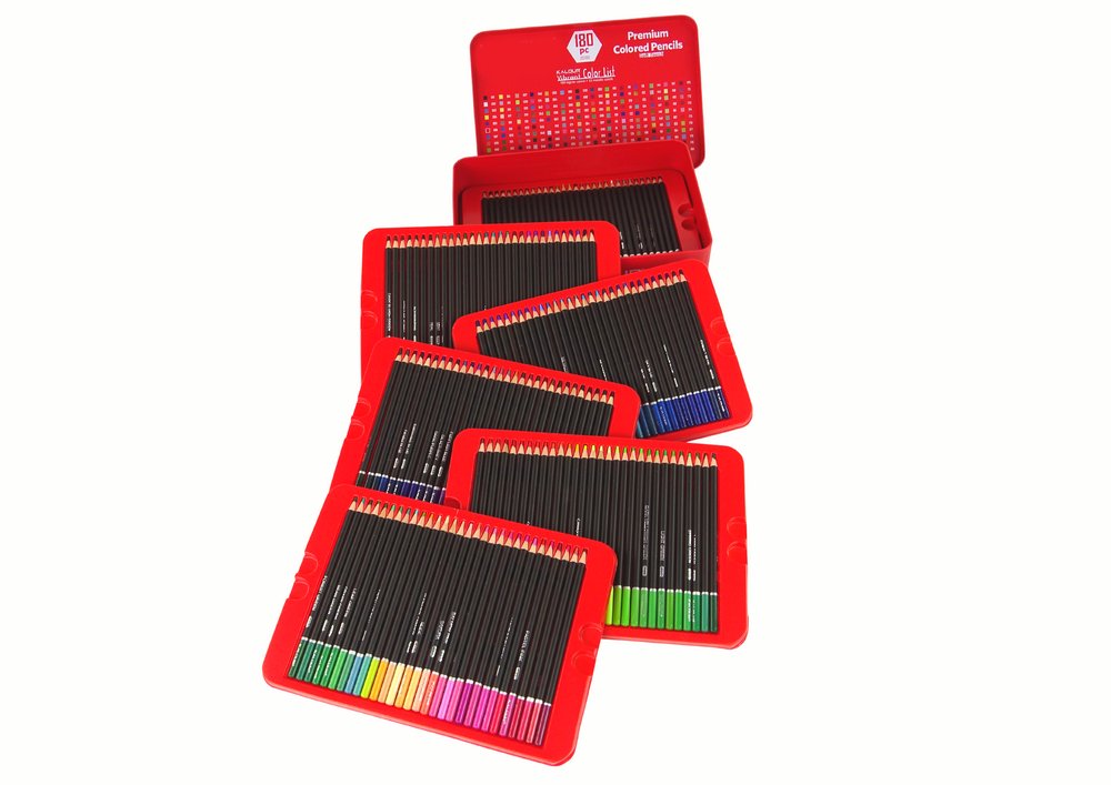 Mažojo dailininko rinkinys metalinėje dėžutėje 180 vnt, raudona