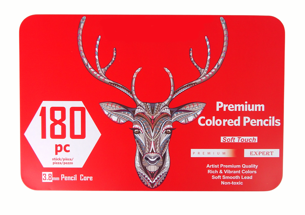 Mažojo dailininko rinkinys metalinėje dėžutėje 180 vnt, raudona