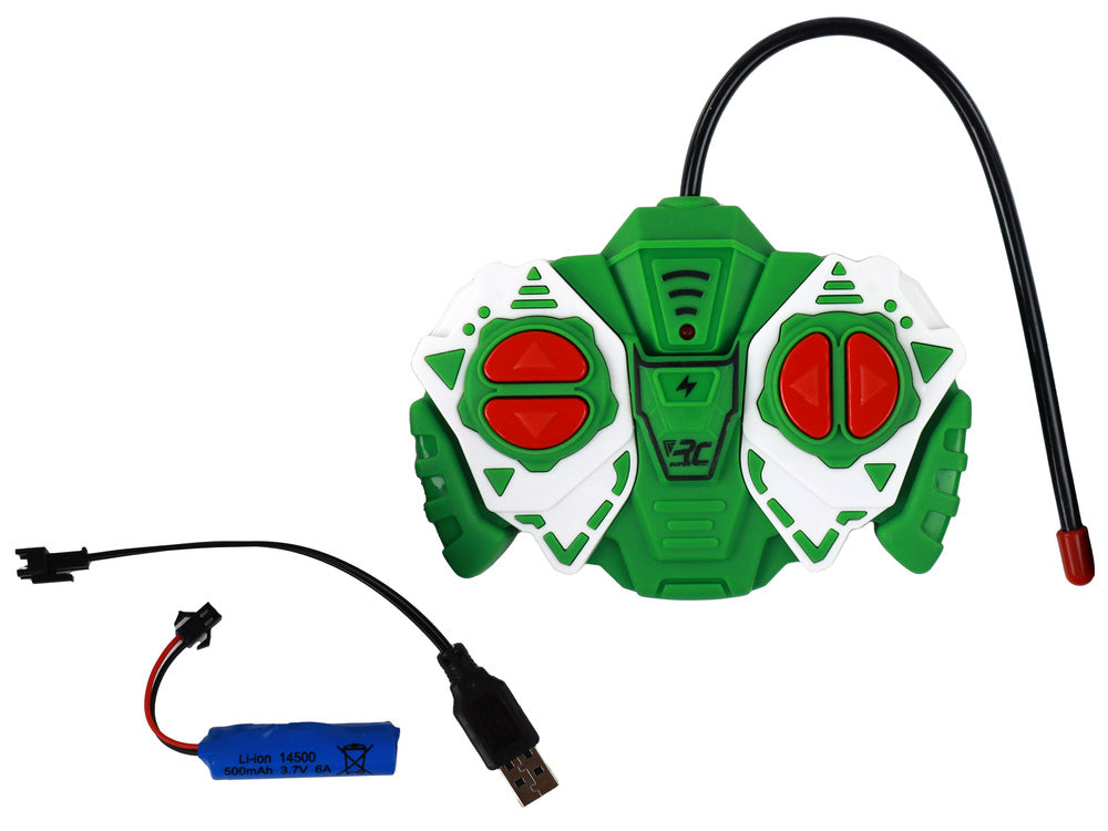 Nuotoliniu būdu valdomas traktorius su priekaba, žalias