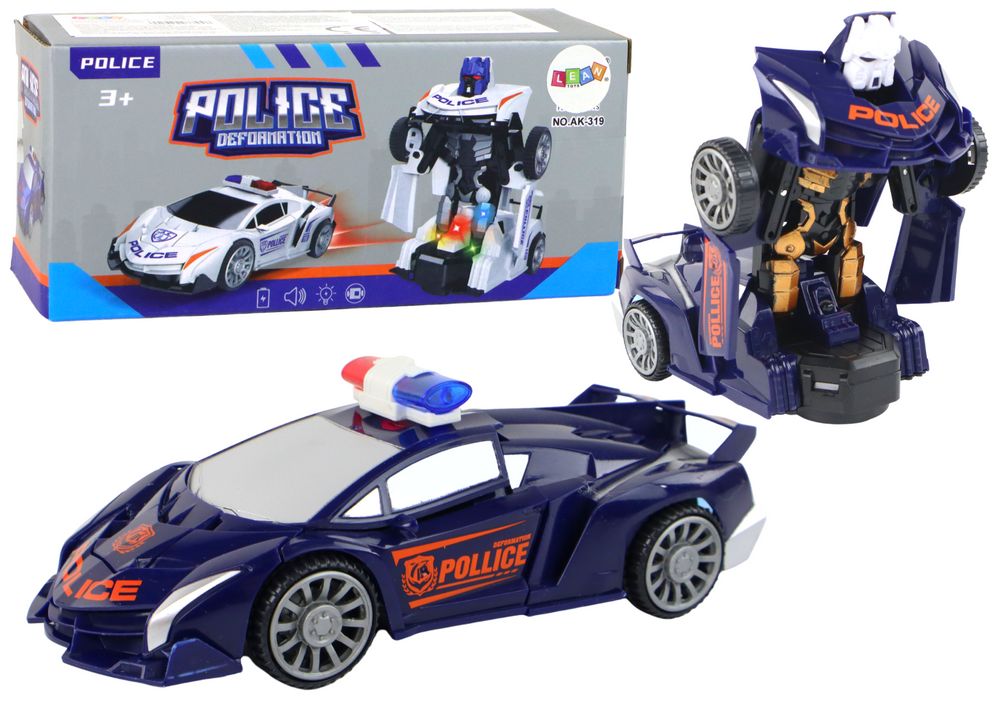 Policijos automobilis transformeris 2in1, mėlynas