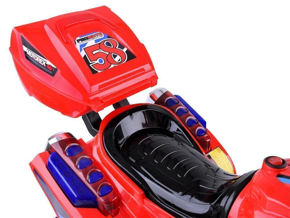 Vienvietis elektrinis triratis motociklas vaikams, raudonas