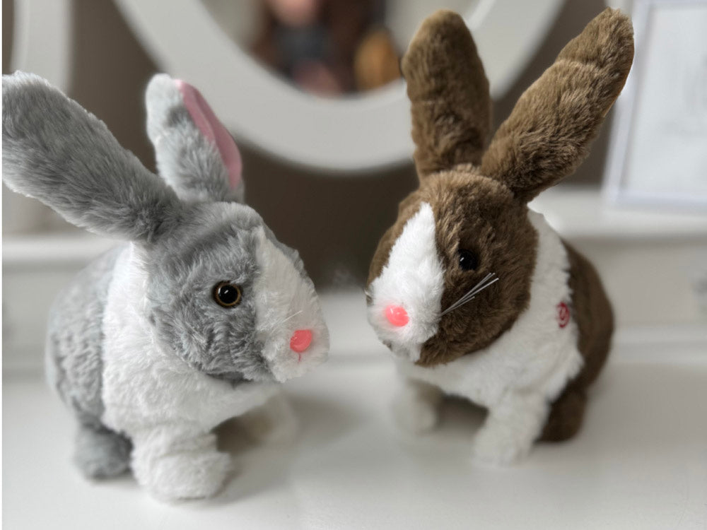 Interaktyvus pilkas triušis su morka