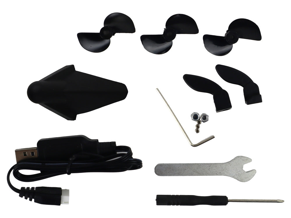 Nuotoliniu būdu valdoma motorinė valtis su žibintais, 30 km/h, mėlyna