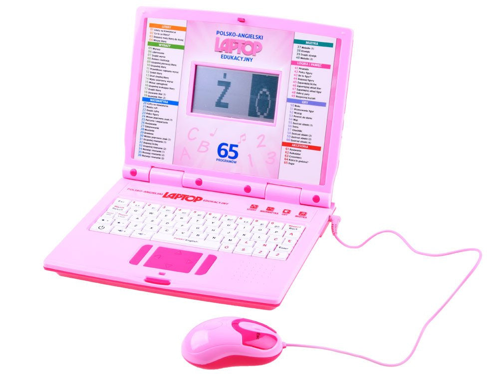 Mokomasis nešiojamas kompiuteris lenkų-anglų kalba, 65 funkcijos, rožinis