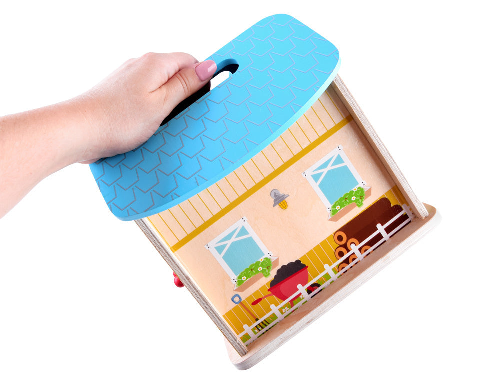 Medinė sulankstoma ferma su ūkio gyvūnais