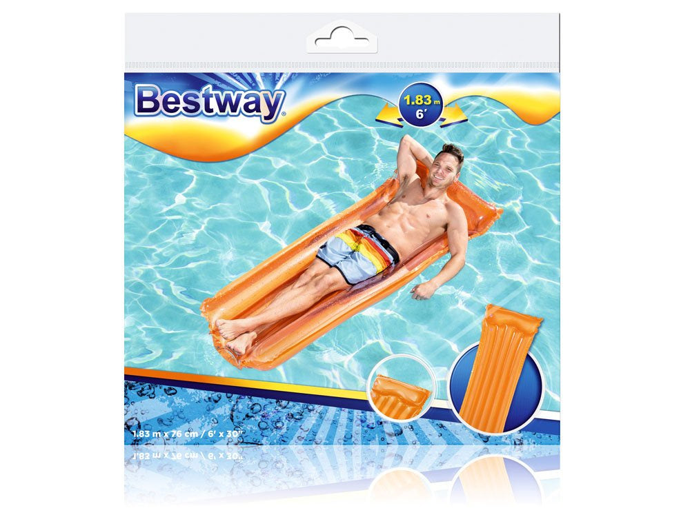 Pripučiamas plaukimo čiužinys 183 cm x 76 cm, Bestway Beach Deluxe, oranžinis