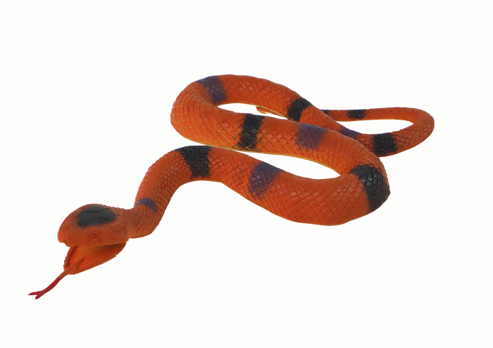 Žaislinė guminė gyvatė, raudonai juoda