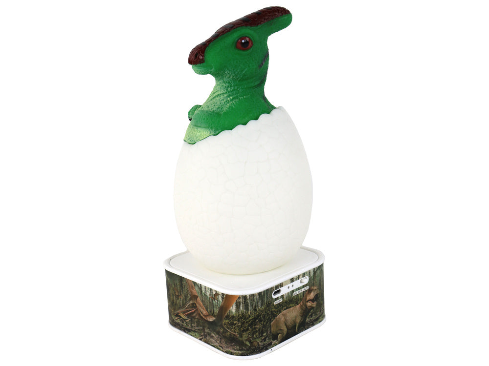 Kiaušinio formos LED lempa su dinozauru, žalia