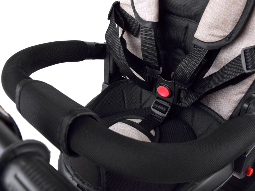 Vaikiškas triratukas su stogeliu 3in1 „Tiny Bike“, smėlio spalvos