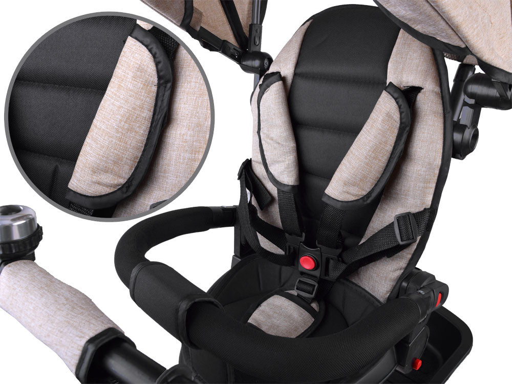 Vaikiškas triratukas su stogeliu 3in1 „Tiny Bike“, smėlio spalvos