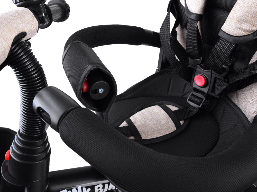 Vaikiškas triratukas su stogeliu 3in1 „Tiny Bike“, smėlio spalvos