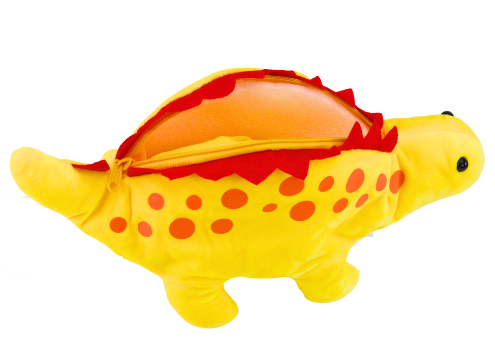 Pliušinis dinozauras su užtrauktuku, geltonas