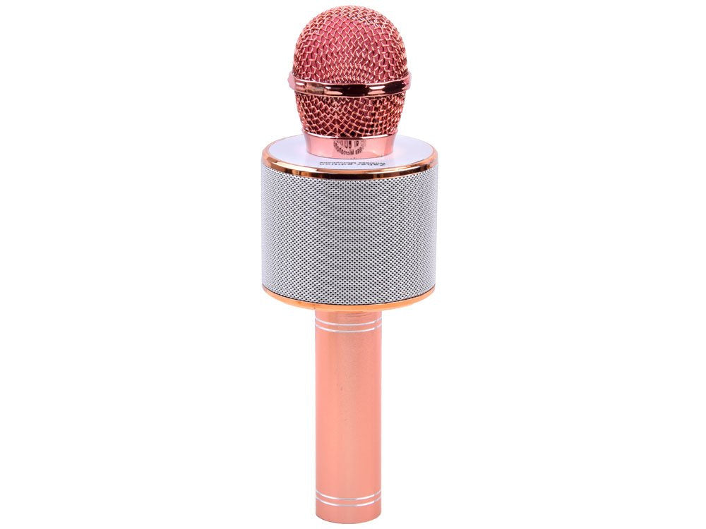 Belaidis karaoke mikrofonas su garsiakalbiu, rausvo aukso