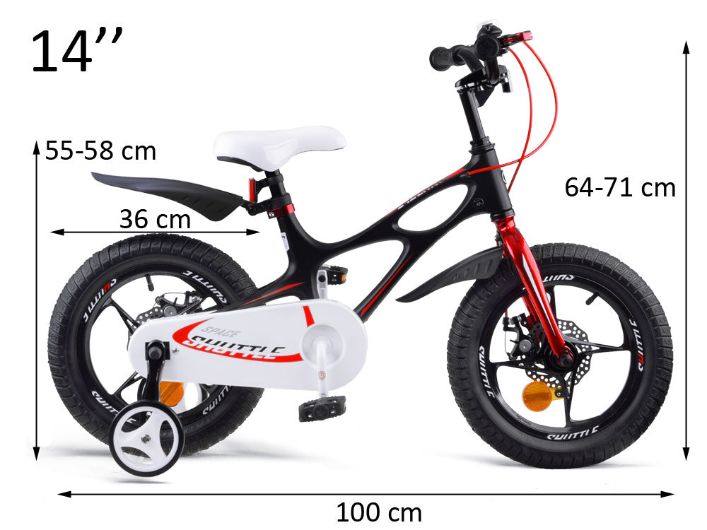 Vaikiškas dviratis su stūmimo rankena “Royal Baby 14 "Space Shuttle”, juodas