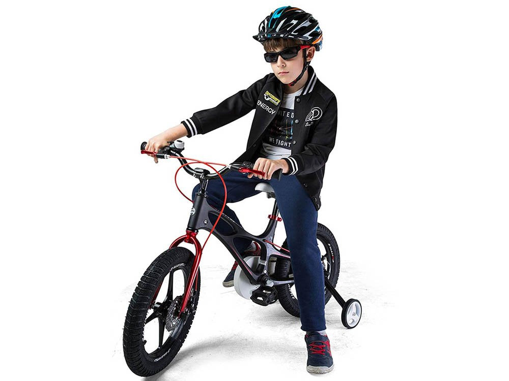 Vaikiškas dviratis 14" su papildomais ratais ir stumimo rankena, violetinis, Royal Baby