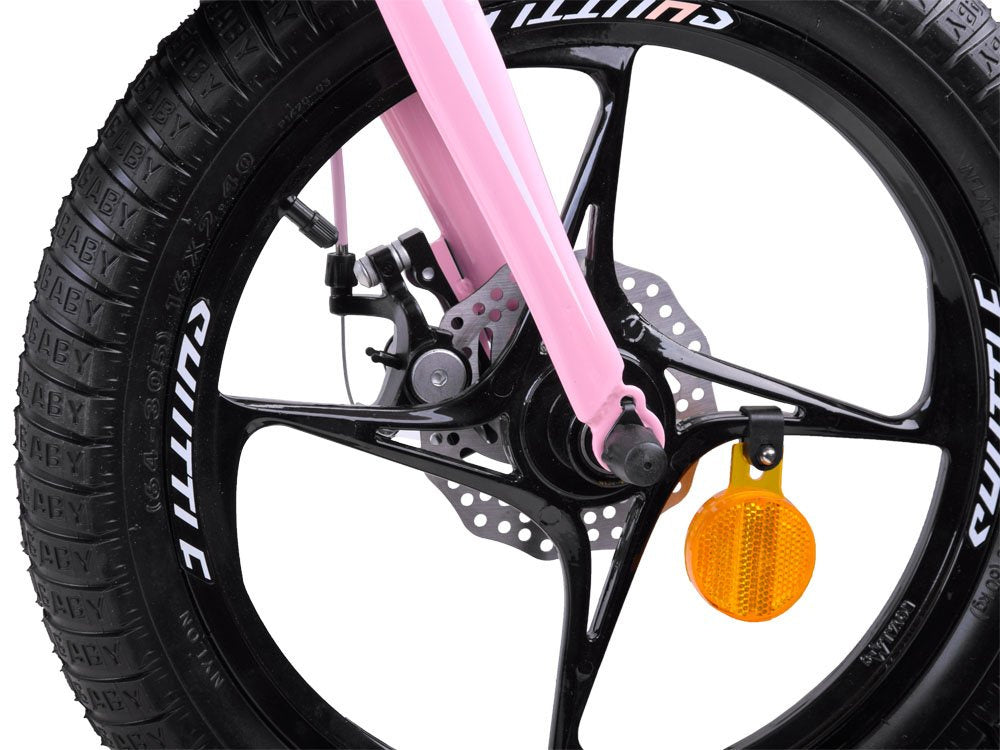 Vaikiškas dviratis 14" su papildomais ratais ir stumimo rankena, violetinis, Royal Baby