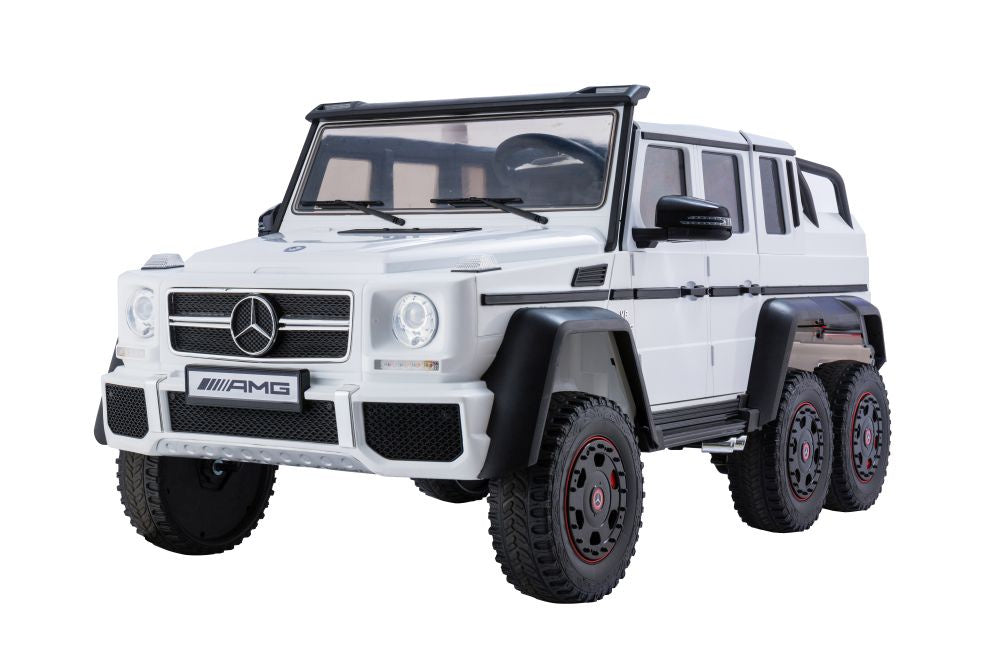 Dvivietis elektrinis džipas vaikams Mercedes G63 6x4 24V, baltas