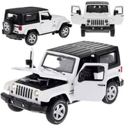 Žaislinis metalinis visureigis Jeep Wrangler 1:32, baltas