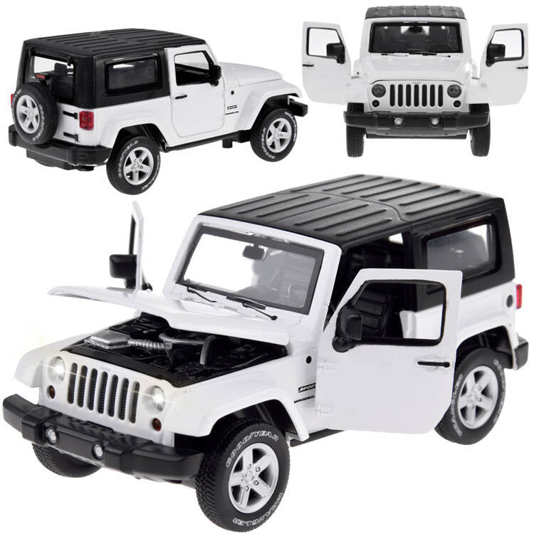 Žaislinis metalinis visureigis Jeep Wrangler 1:32, baltas
