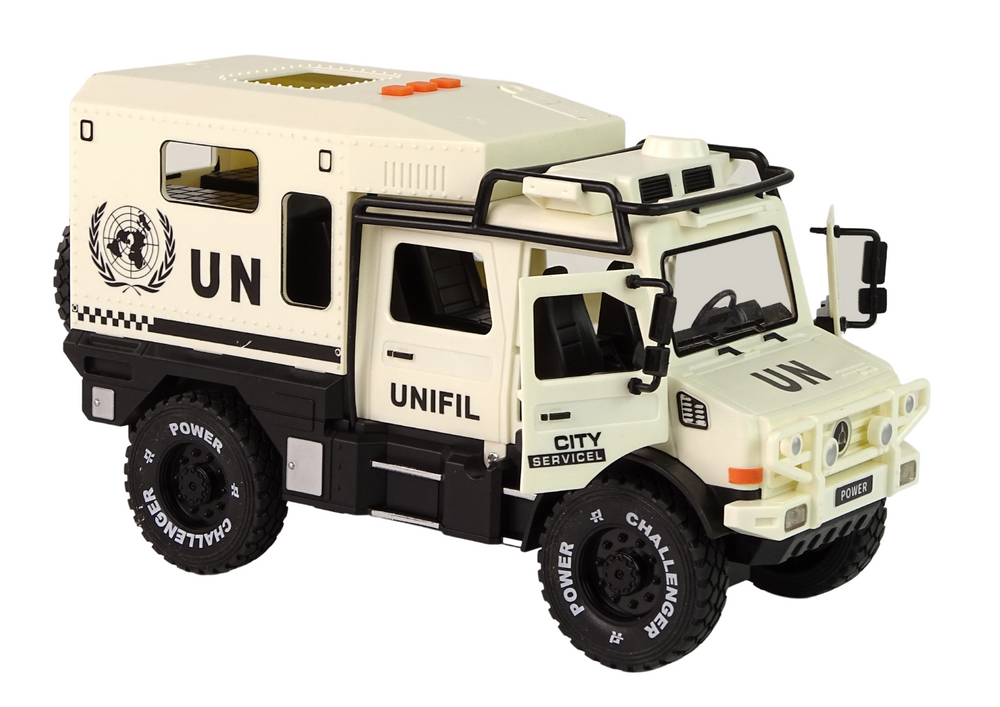 Policijos visureigių su garso ir šviesos efektais, baltas