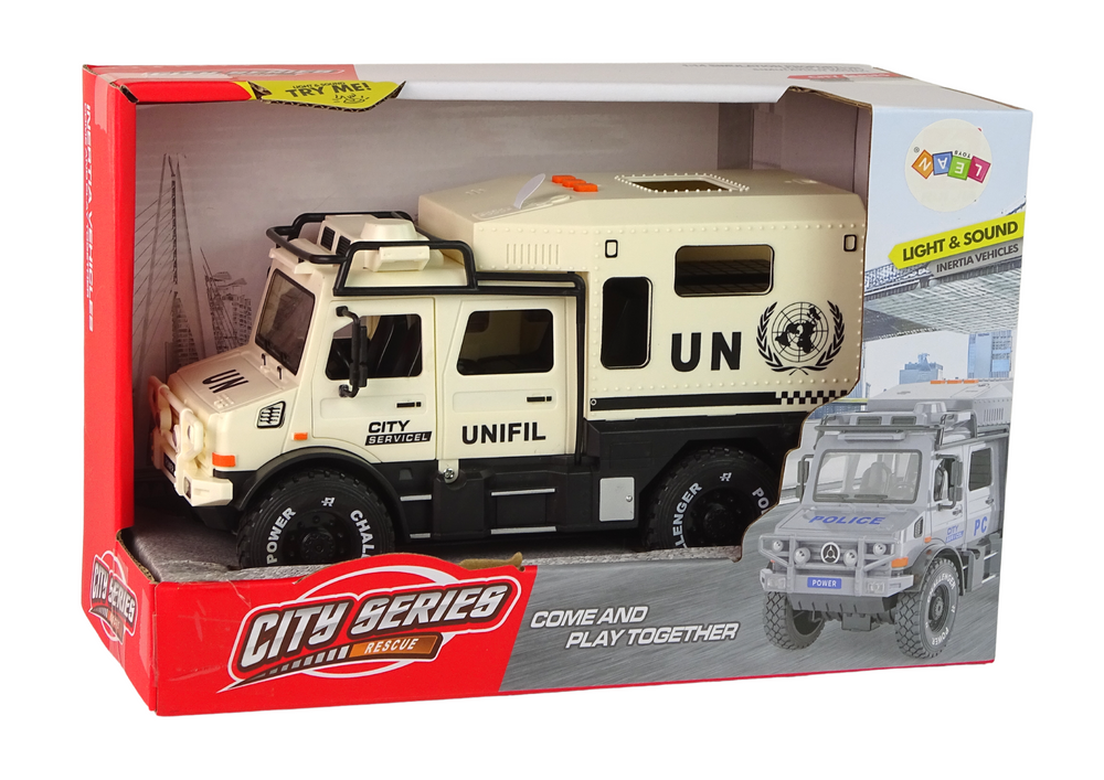 Policijos visureigių su garso ir šviesos efektais, baltas