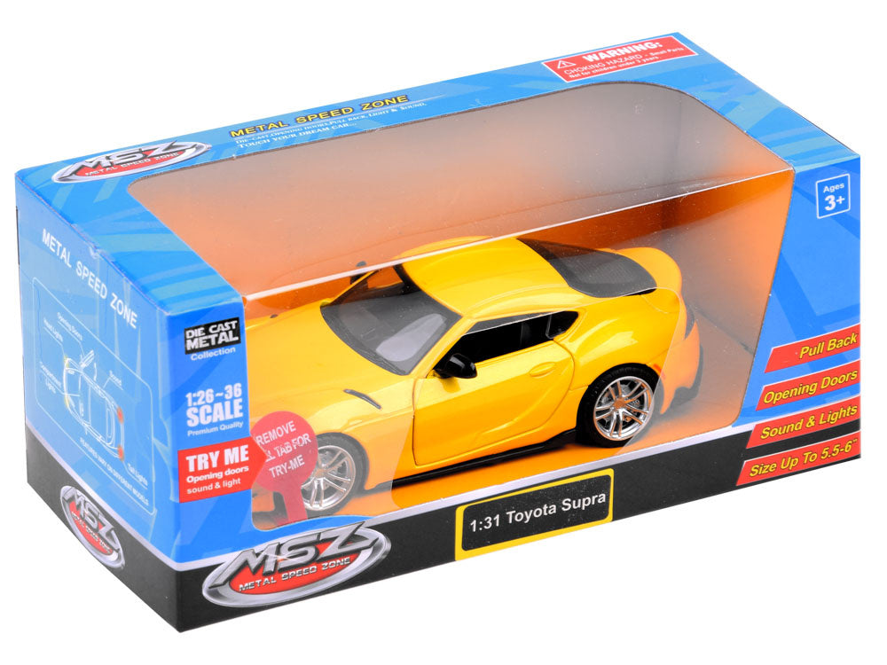 Žaislinis automobilis Toyota GR Supra 1:31, geltonas