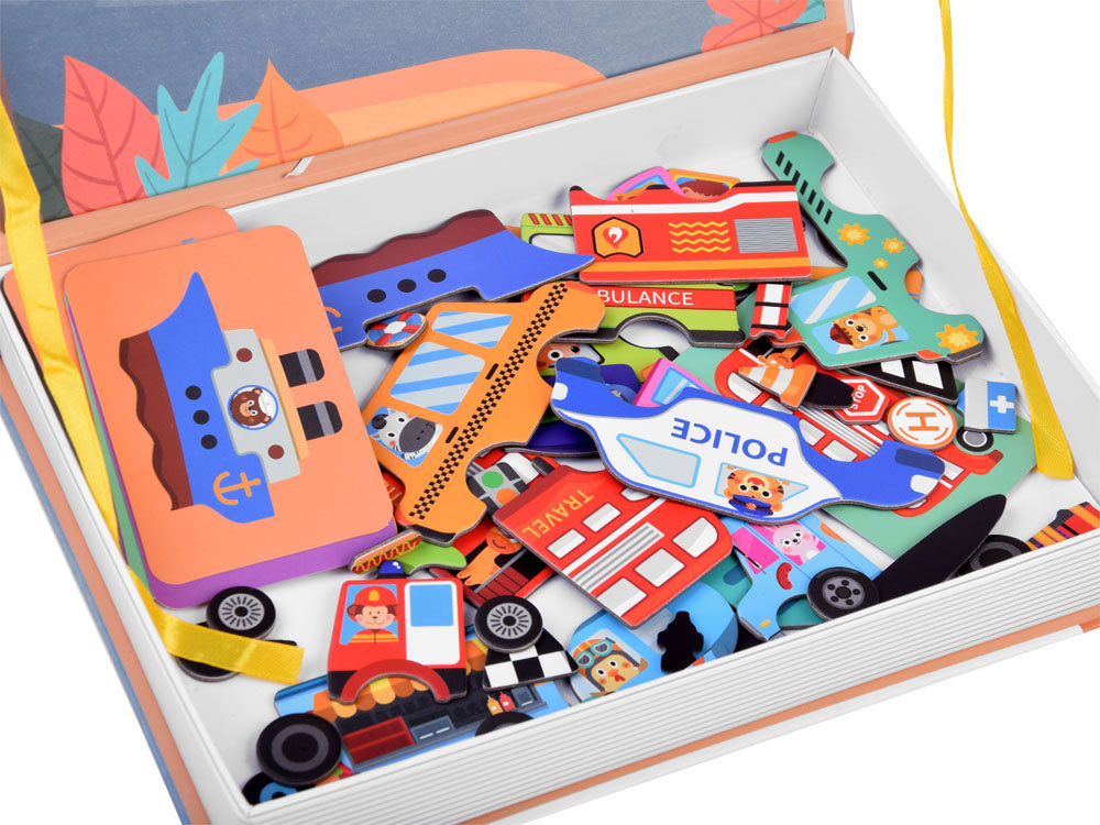 Magnetinė galvosūkių knyga „Transporto priemonės“, 66 vnt.