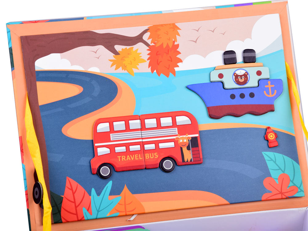 Magnetinė galvosūkių knyga „Transporto priemonės“, 66 vnt.