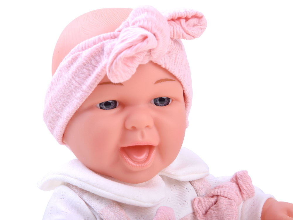 Žavinga lėlė kūdikis su pliušiniu zuikučiu