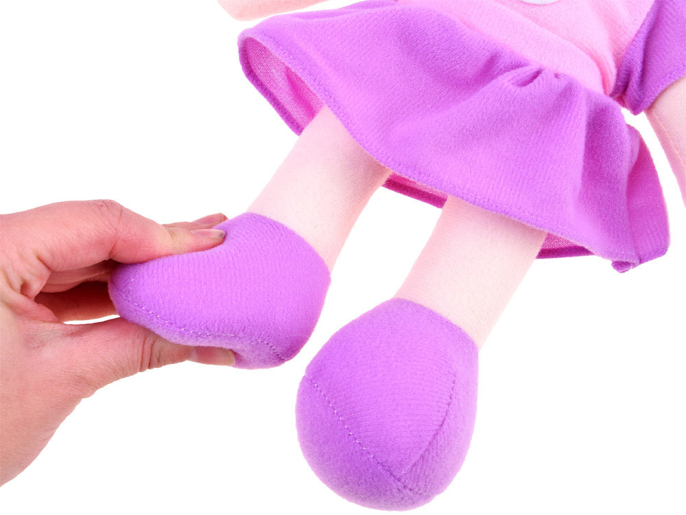 Skudurinė lėlė Zuzija su levandų spalvos suknele