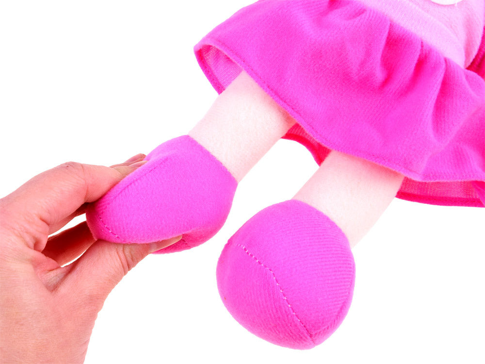 Skudurinė lėlė Zuzija su rožinės spalvos suknele